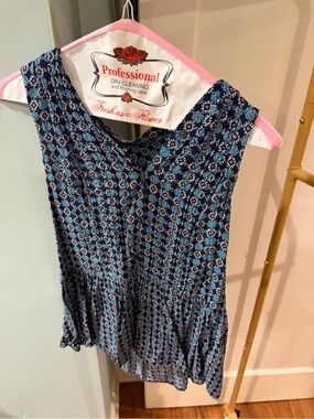 GAP Navy and Teal Printed Sleeveless Tank
